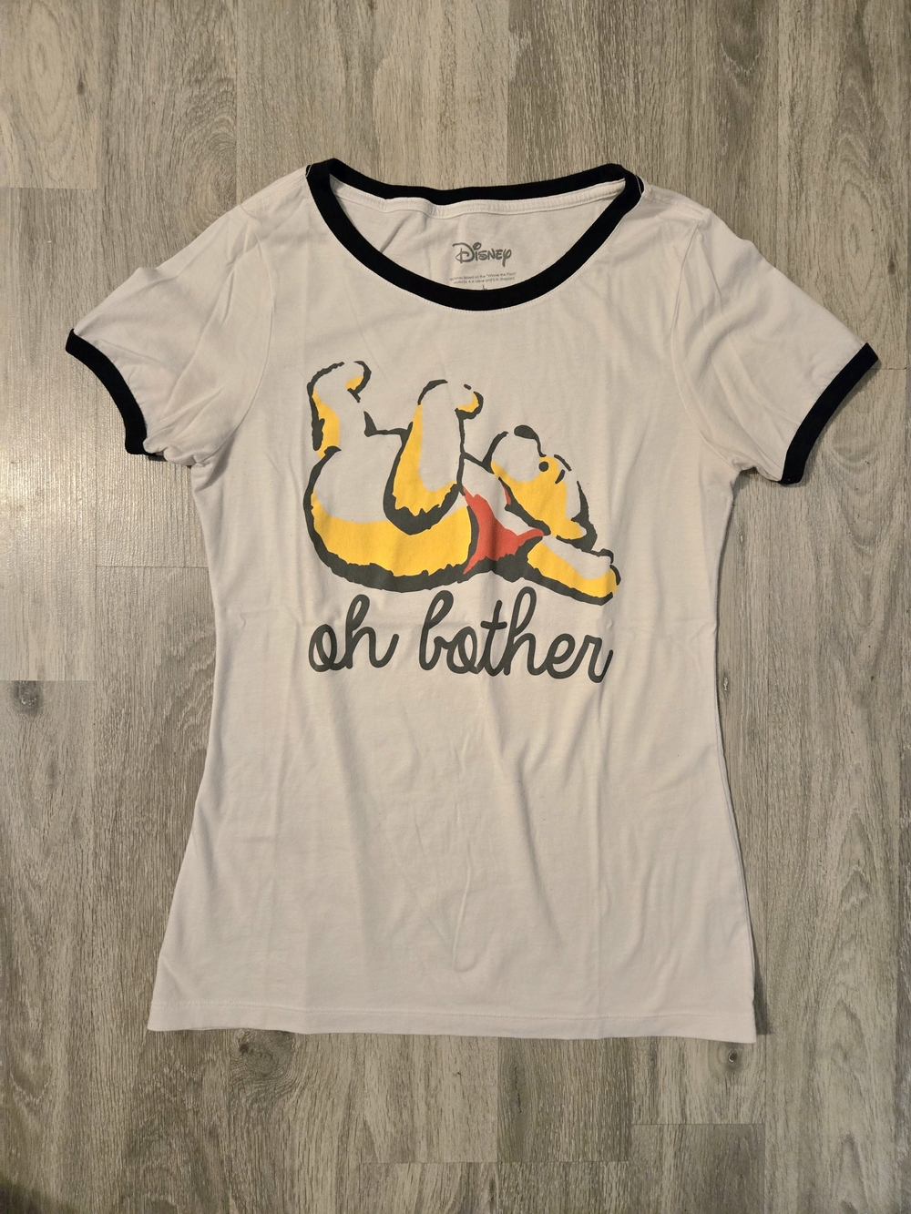 Disney White Ringer Tee With Winnie the Pooh Graphic